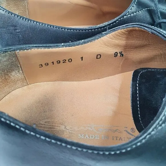 Santoni Black Dress Shoes Lace Up Leather Oxford
