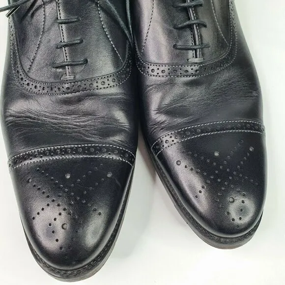 Santoni Black Dress Shoes Lace Up Leather Oxford