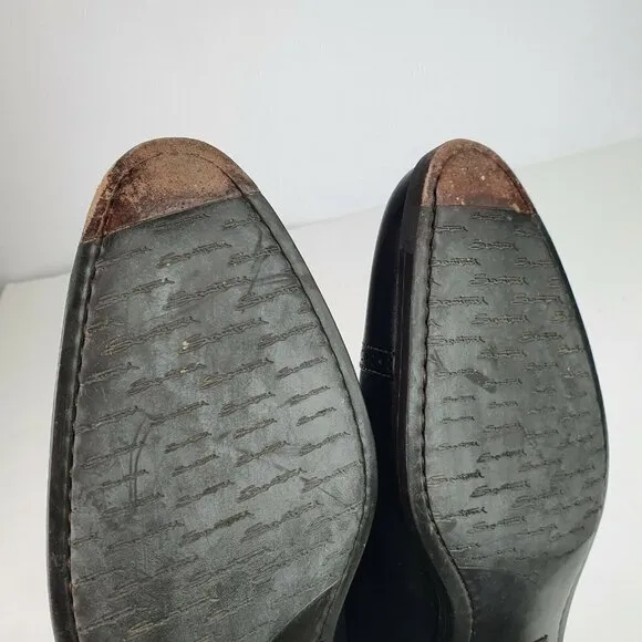 Santoni Black Dress Shoes Lace Up Leather Oxford