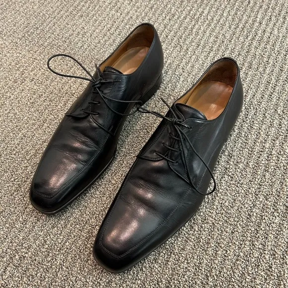 Santoni Black Leather Dress Shoes 11927 EE Size 8 Made In Italy