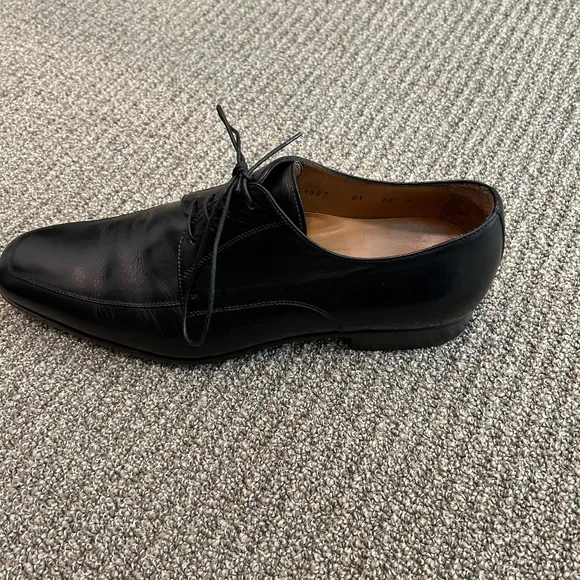 Santoni Black Leather Dress Shoes 11927 EE Size 8 Made In Italy