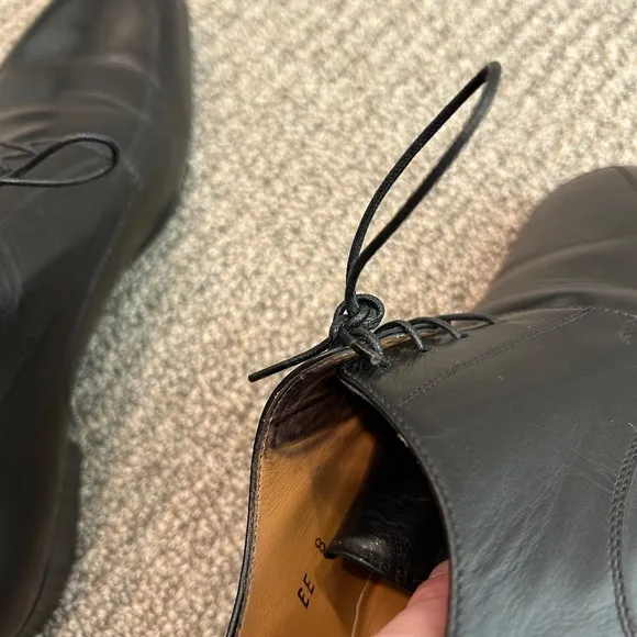 Santoni Black Leather Dress Shoes 11927 EE Size 8 Made In Italy