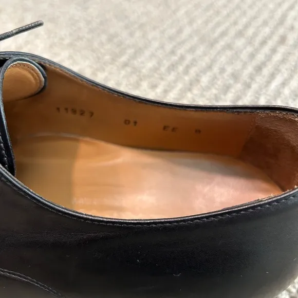Santoni Black Leather Dress Shoes 11927 EE Size 8 Made In Italy