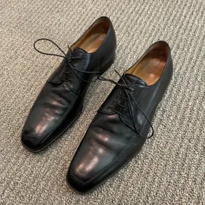 Santoni Black Leather Dress Shoes 11927 EE Size 8 Made In Italy