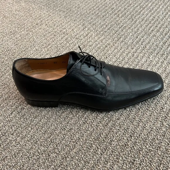 Santoni Black Leather Dress Shoes 11927 EE Size 8 Made In Italy