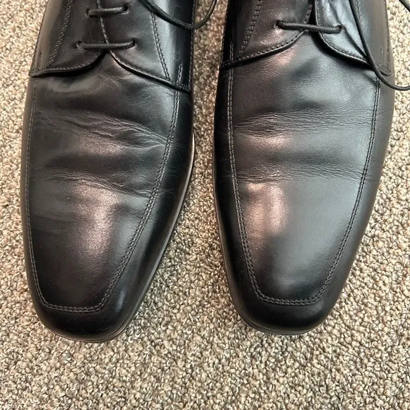 Santoni Black Leather Dress Shoes 11927 EE Size 8 Made In Italy