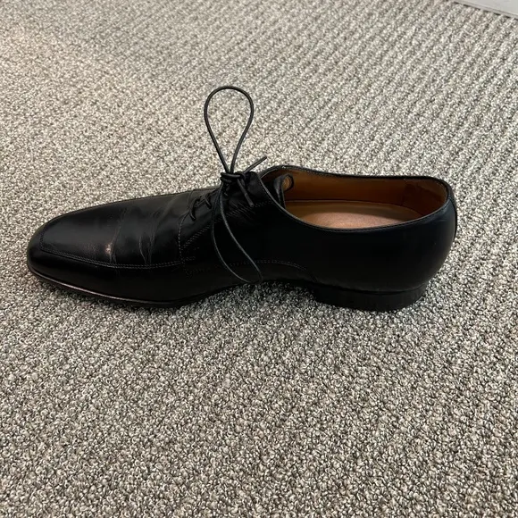 Santoni Black Leather Dress Shoes 11927 EE Size 8 Made In Italy