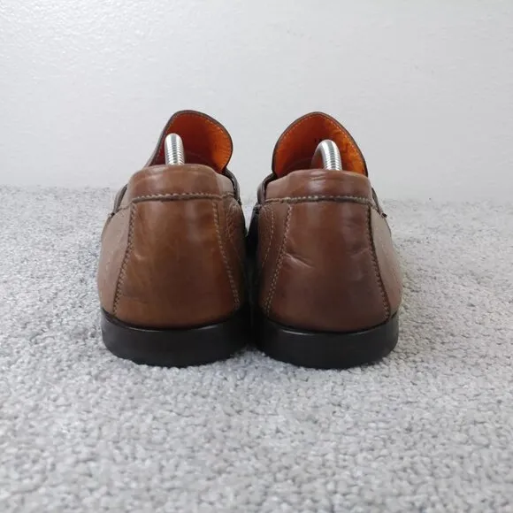 Santoni Italy Mens Size 11 EE WIDE Dress Shoes Slip On Loafers Brown Leather
