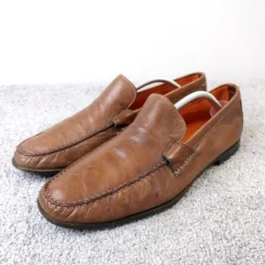Santoni Italy Mens Size 11 EE WIDE Dress Shoes Slip On Loafers Brown Leather