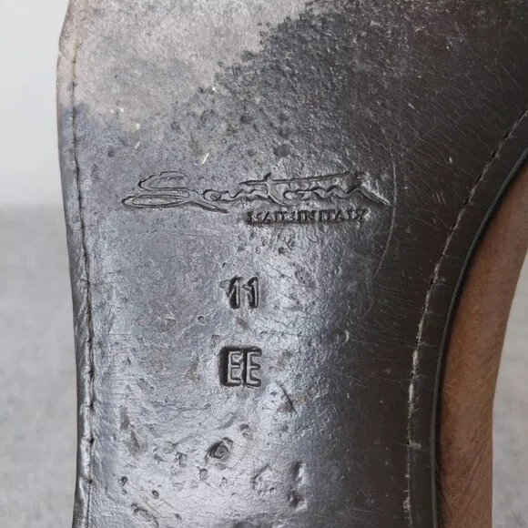 Santoni Italy Mens Size 11 EE WIDE Dress Shoes Slip On Loafers Brown Leather