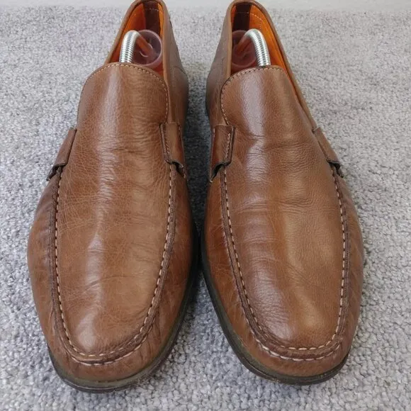 Santoni Italy Mens Size 11 EE WIDE Dress Shoes Slip On Loafers Brown Leather