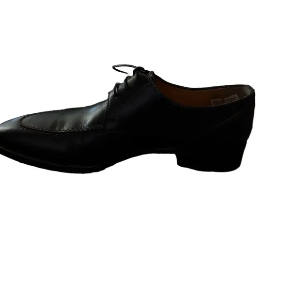 Santoni Mens Black Leather Moc Toe Lace Up Derby Dress Shoes Size 9 D Italy