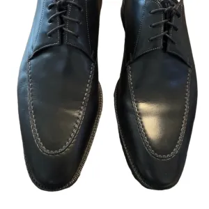 Santoni Mens Black Leather Moc Toe Lace Up Derby Dress Shoes Size 9 D Italy