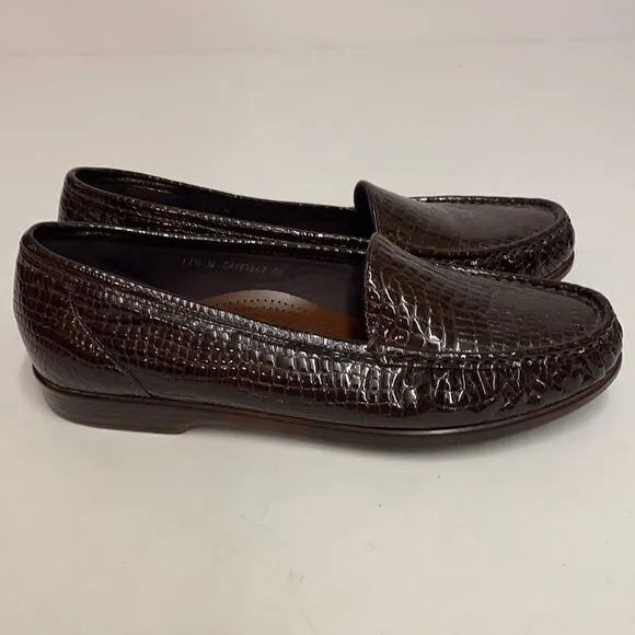 SAS Simplify Brown Croc Embossed Shoes Size 11.5W BSAS