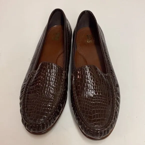 SAS Simplify Brown Croc Embossed Shoes Size 11.5W BSAS