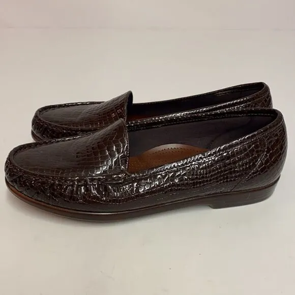 SAS Simplify Brown Croc Embossed Shoes Size 11.5W BSAS
