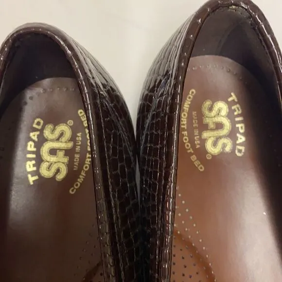 SAS Simplify Brown Croc Embossed Shoes Size 11.5W BSAS