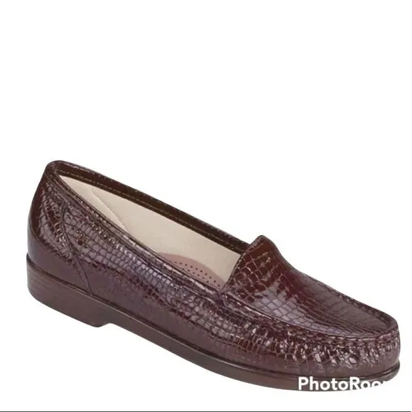 SAS Simplify Brown Croc Embossed Shoes Size 11.5W BSAS
