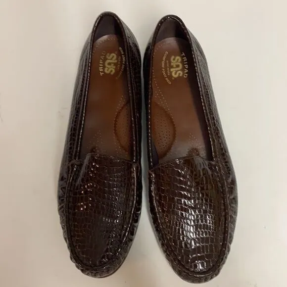 SAS Simplify Brown Croc Embossed Shoes Size 11.5W BSAS