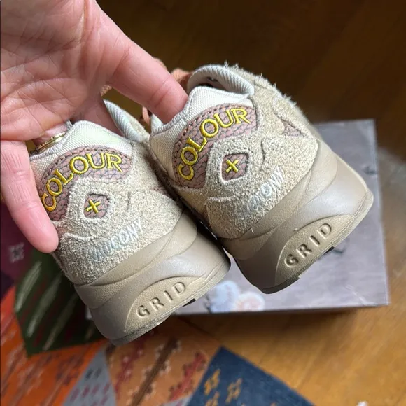 Saucony x Colour   Cream and Tan Sneakers with Chunky Sole