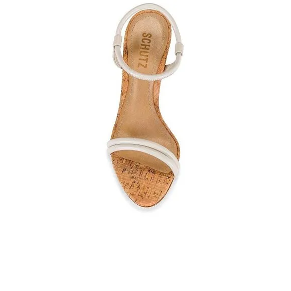 Schutz Gimenez Sandal in Pearl 8.5 With Box Womens Cork High Heels