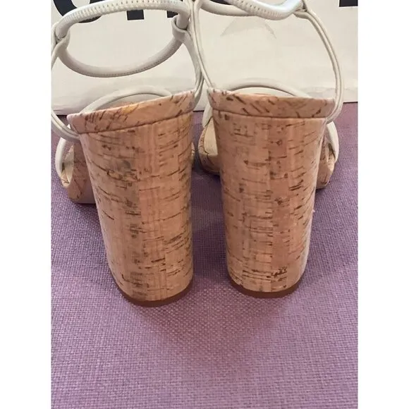 Schutz Gimenez Sandal in Pearl 8.5 With Box Womens Cork High Heels