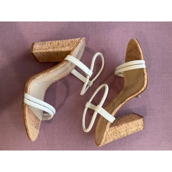 Schutz Gimenez Sandal in Pearl 8.5 With Box Womens Cork High Heels