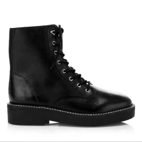 Schutz McKenzie Leather Chunky Boots with Zipper Size 7.5 Black