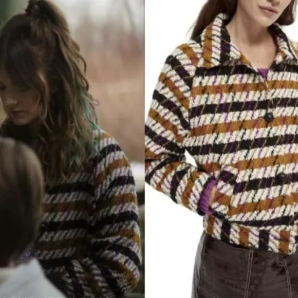 Scotch &amp; Soda Wool Houndstooth Plaid Coat Cute Fall Jacket