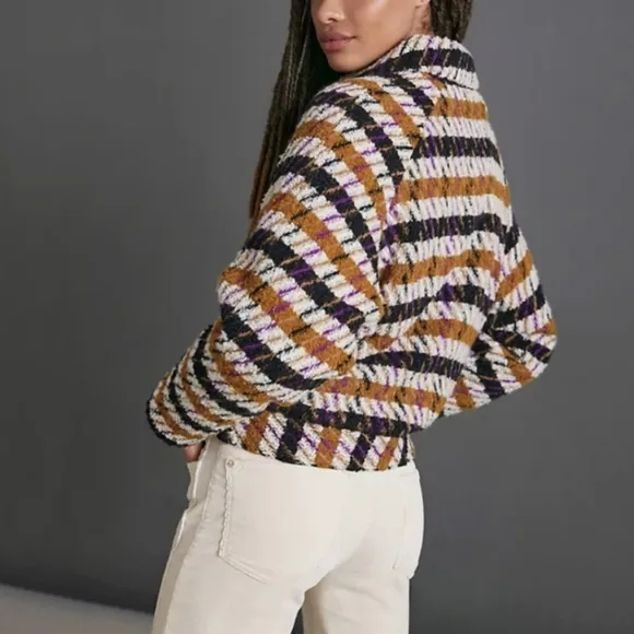 Scotch &amp; Soda Wool Houndstooth Plaid Coat Cute Fall Jacket