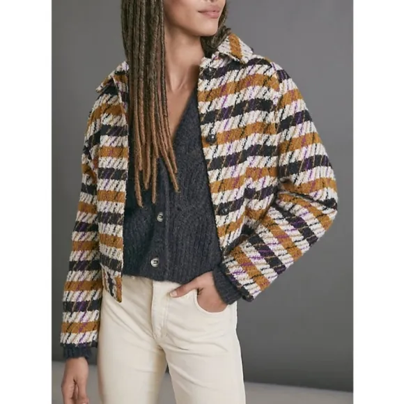 Scotch &amp; Soda Wool Houndstooth Plaid Coat Cute Fall Jacket