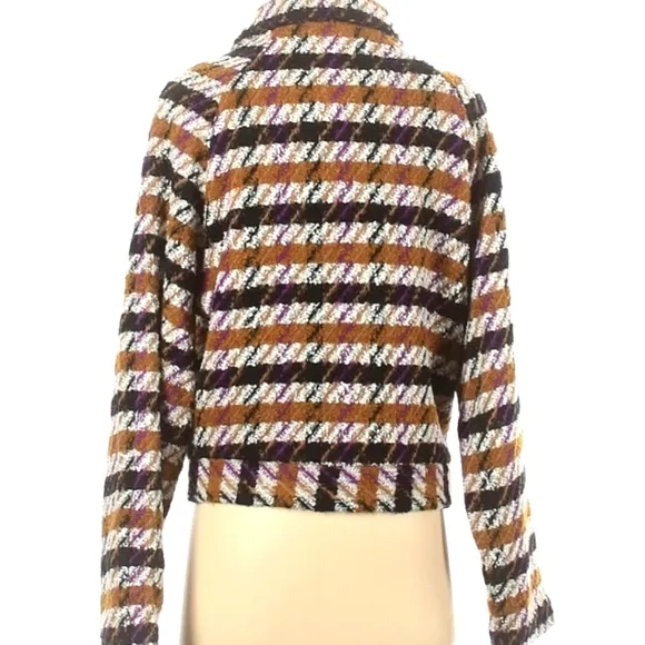 Scotch &amp; Soda Wool Houndstooth Plaid Coat Cute Fall Jacket