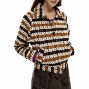 Scotch &amp; Soda Wool Houndstooth Plaid Coat Cute Fall Jacket