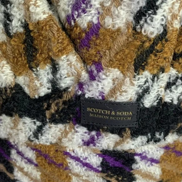 Scotch &amp; Soda Wool Houndstooth Plaid Coat Cute Fall Jacket