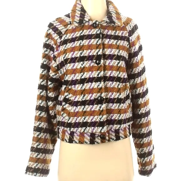 Scotch &amp; Soda Wool Houndstooth Plaid Coat Cute Fall Jacket