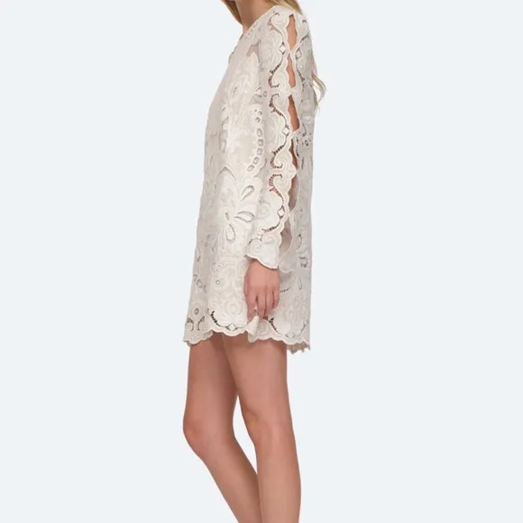 Sea New York - Lysa Dress Cream Lace Embroidered Mini Boho Resort Chic - Size 10