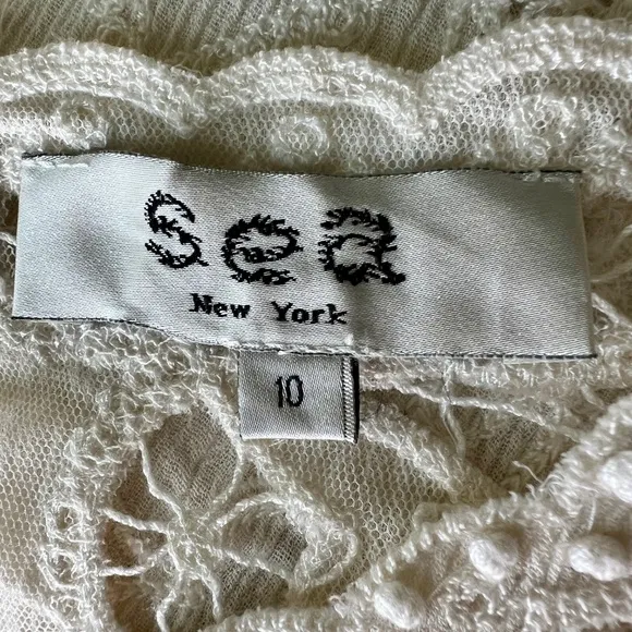 Sea New York - Lysa Dress Cream Lace Embroidered Mini Boho Resort Chic - Size 10