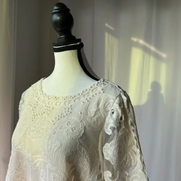 Sea New York - Lysa Dress Cream Lace Embroidered Mini Boho Resort Chic - Size 10