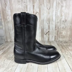 Sedona Western Cowboy Boots Leather Pull On Black Boots Mens Size 9.5M