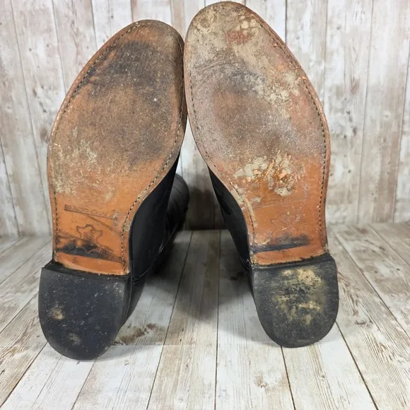 Sedona Western Cowboy Boots Leather Pull On Black Boots Mens Size 9.5M