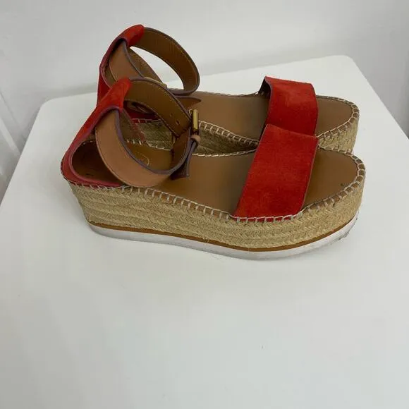 See By Chloe Platform Espadrille Wedge Sandals Casual Beach Boho Sz 36 (US 6)