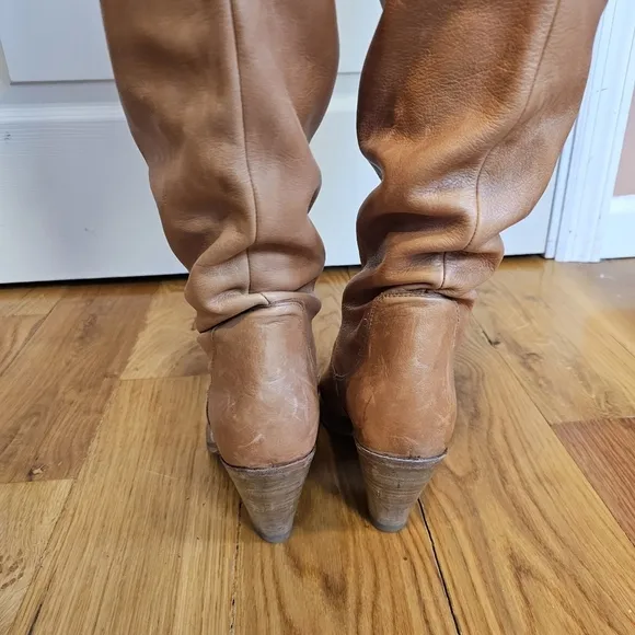 Sendra Goodyear Welted Tan Pirate Knee high Leather Heeled Vintage Boots