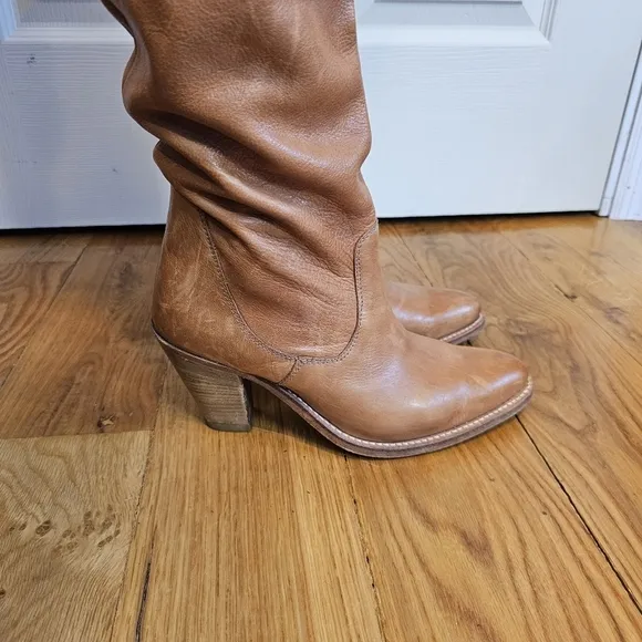 Sendra Goodyear Welted Tan Pirate Knee high Leather Heeled Vintage Boots