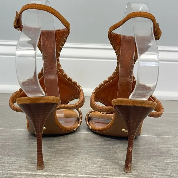 Sergio Rossi Maya Demi Suede Embroidered Sandals Heels Bohemian Shoes Italy 38 8
