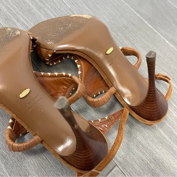 Sergio Rossi Maya Demi Suede Embroidered Sandals Heels Bohemian Shoes Italy 38 8
