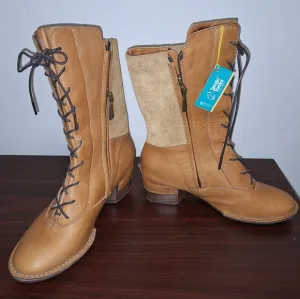 Sergio Tomani Sporcare Miel Tiana zipper/lace calf boots. Suede and leather