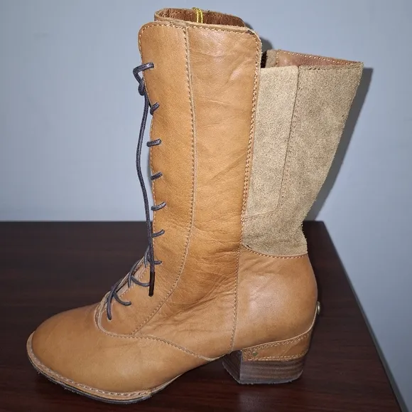 Sergio Tomani Sporcare Miel Tiana zipper/lace calf boots. Suede and leather