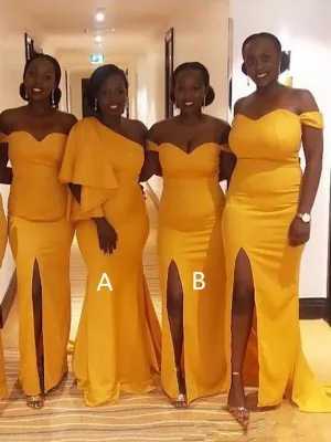 Sexy Mismatched Mermaid Side Slit Cheap Bridesmaid Dresses,SFWG00348