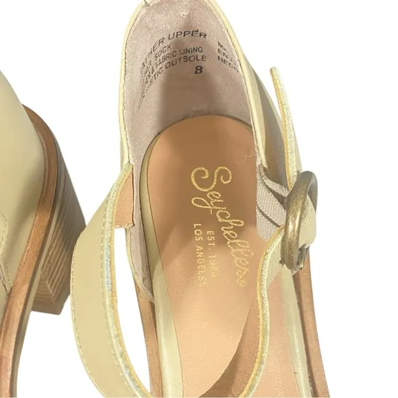 Seychelles $148 Cream Leather Mary Janes Lock and Key shoes 8