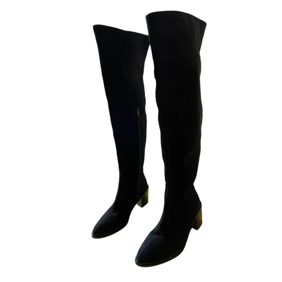 Seychelles Black Faux Suede Sz 8.5 Over the Knee Boots NEW